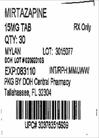 Mirtazapine Tablets 15 mg Bottles (Mirtazapine 15mg(mylan))